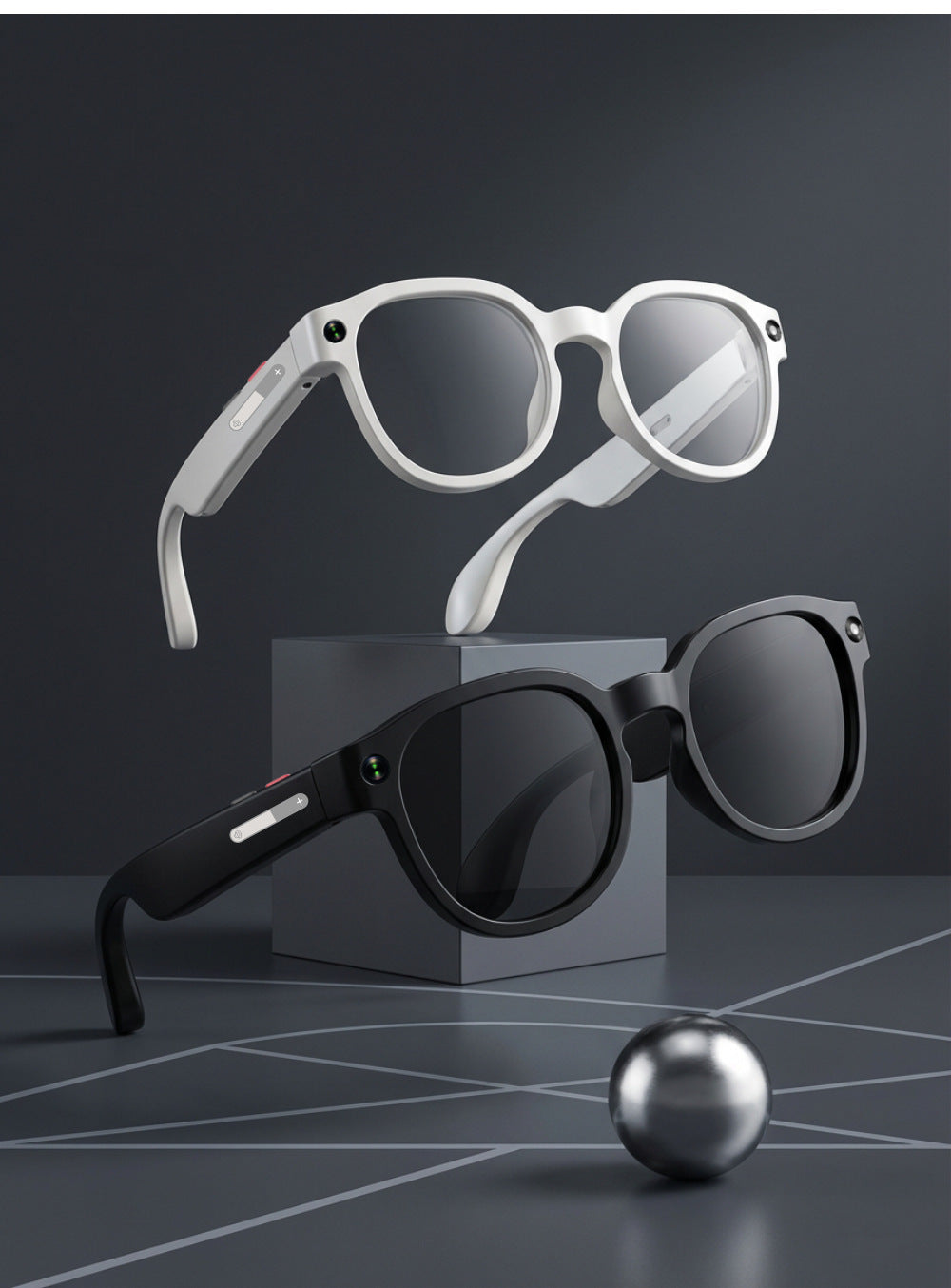 AI Smart Glasses for Men Women,8MP 1080P HD Camera Glasses,AI Voice Control,AI Photo Recognition,Real-Time Translation,Smart Sunglasses with Bluetooth Call,IP67 Waterproof for Driving,Outdoor,+2 Lenses.