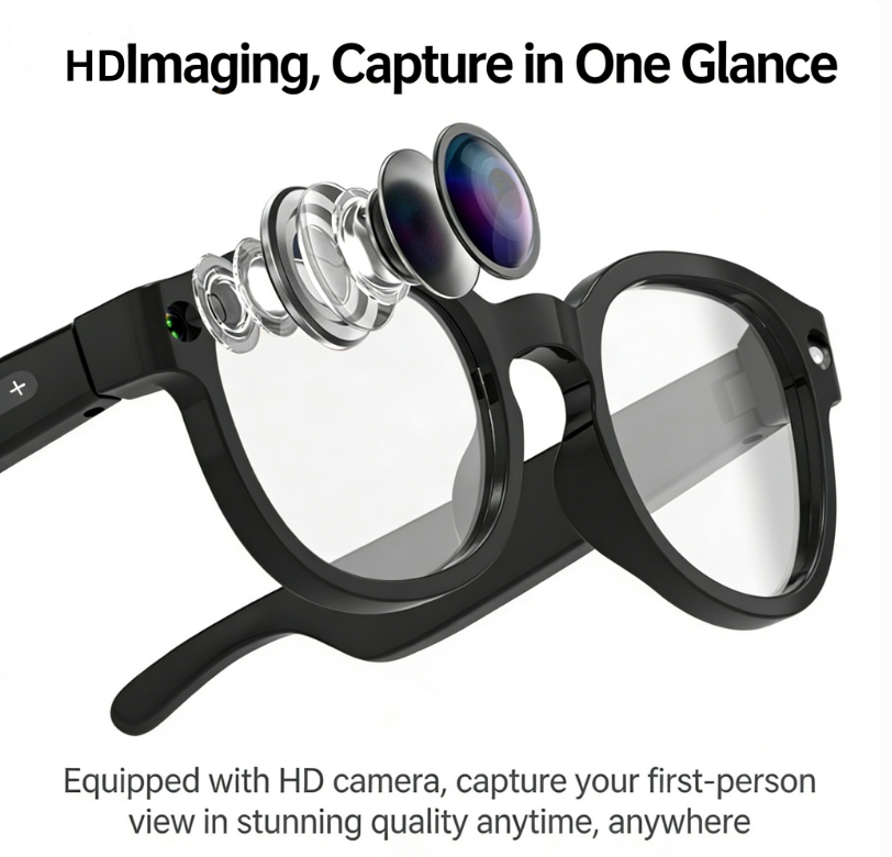 AI Camera Smart Glasses,8MP 2K HD Camera,Smart Translation.Take photos to identify items